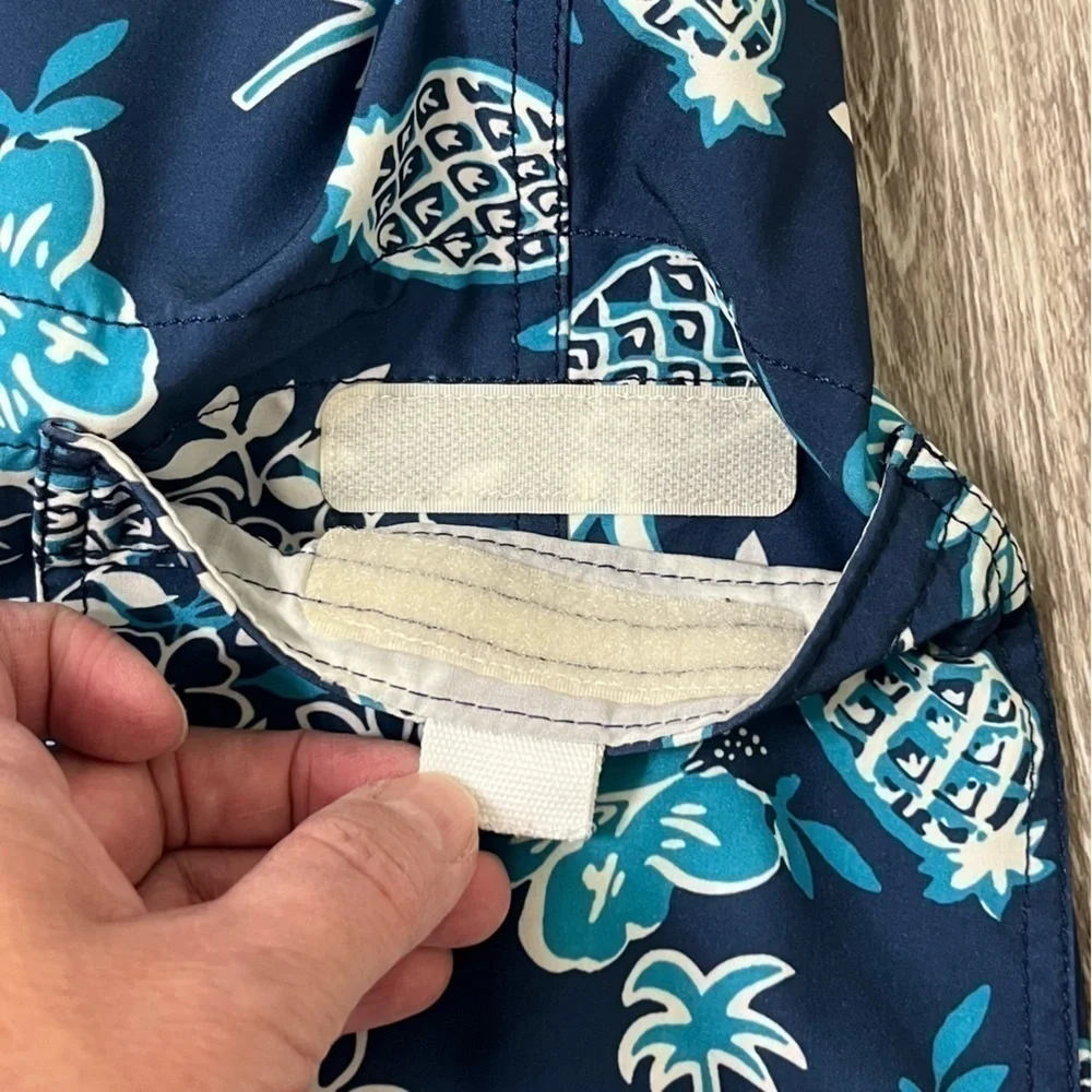 J.Crew Factory men’s Flex Swimwear pineapple print board shorts, size 38.